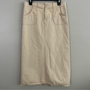 Vintage Old Navy Khaki Tan Cotton Maxi Skirt Size 4 Y2K 90s Modest Country